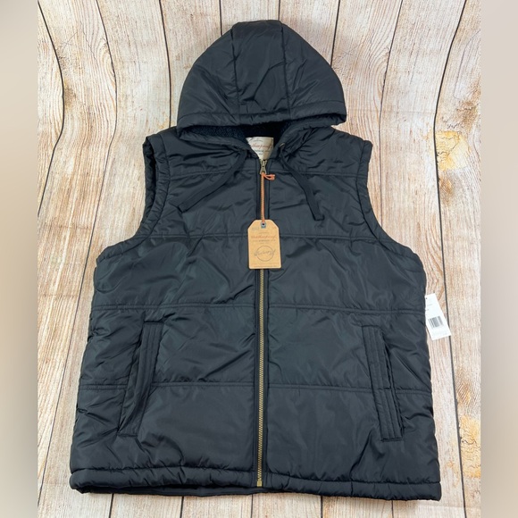 NWT Mens Weatherproof Vintage Brand Black Hooded Vest Size XL - Picture 1 of 7